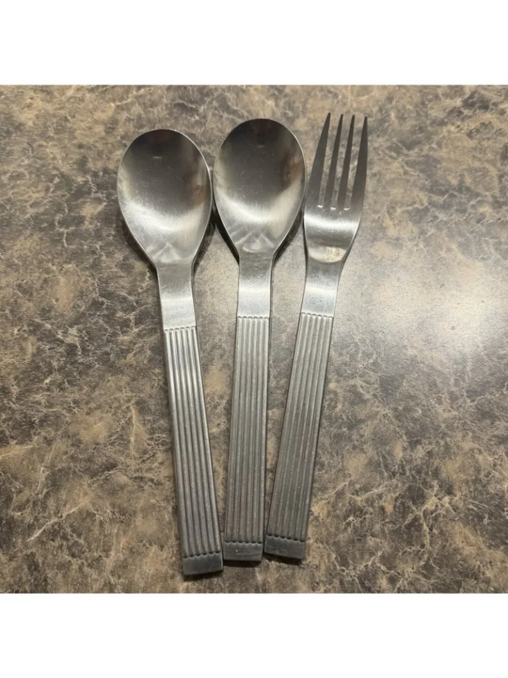Dansk Thebe Stainless 3 Serving Set Serving Spoon Meat Fork Japan Satin Ribbed
